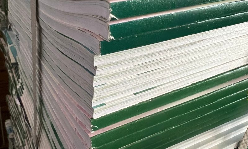 Spine chipping in book trimming close-up