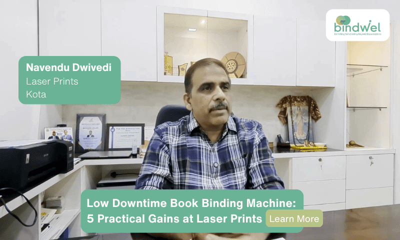 Low Downtime Book Binding Machine BW@2500 V24 installed at Laser Prints Kota for reliable high-volume book binding