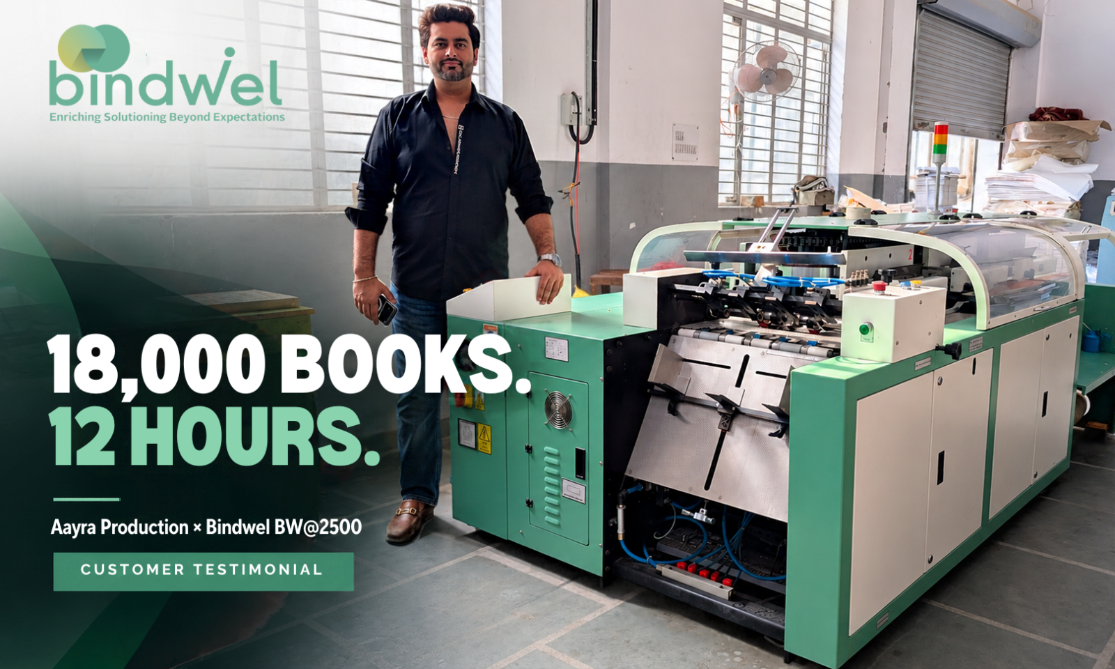 Aayra Production using the Bindwel BW@2500, a perfect binder for book printing